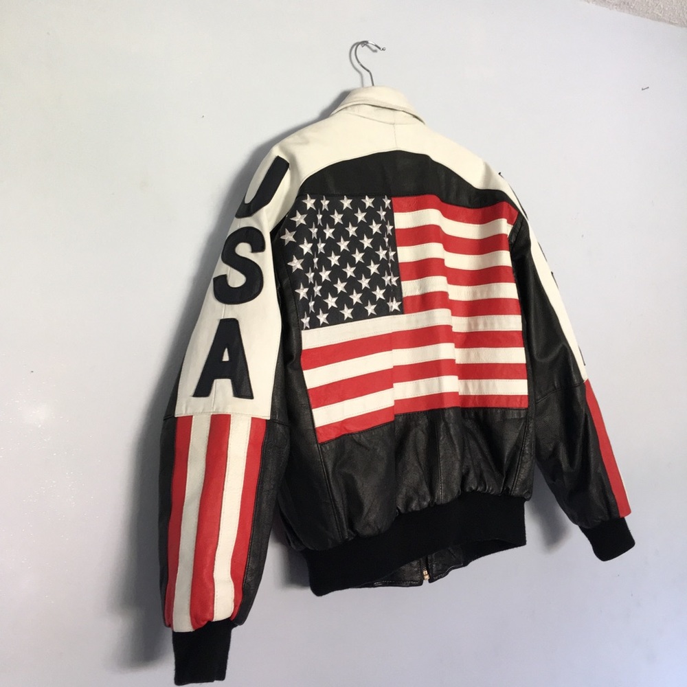 American Flag USA leather jacket vintage